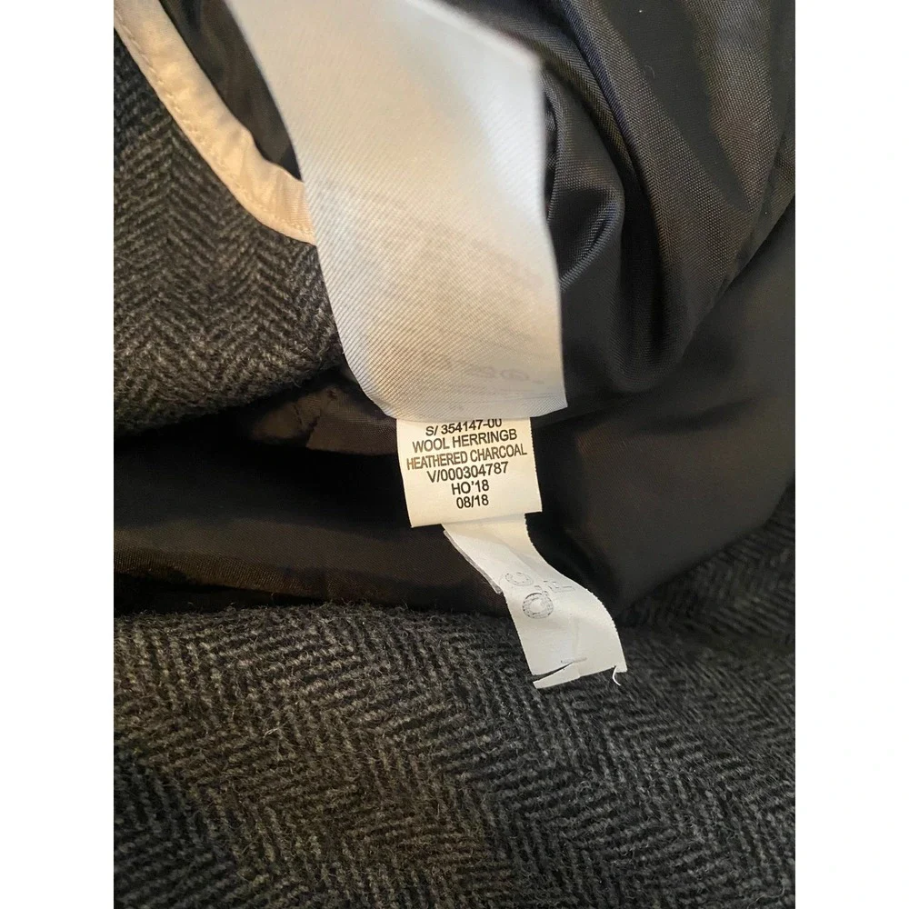 Banana Republic Peacoat Sz M Grey Wool Blend Herringbone Double Breasted Preppy